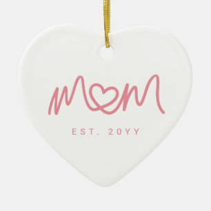 Eenvoudig Roze Script Hart Schattig Nieuwe Moeder  Keramisch Ornament