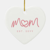 Eenvoudig Roze Script Hart Schattig Nieuwe Moeder Keramisch Ornament (Achterkant)