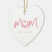 Eenvoudig Roze Script Hart Schattig Nieuwe Moeder Keramisch Ornament (Links)