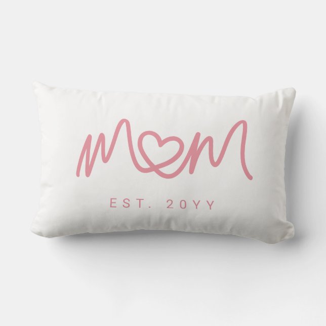 Eenvoudig Roze Script Hart Schattig Nieuwe Moeder  Kussen (Achterkant)