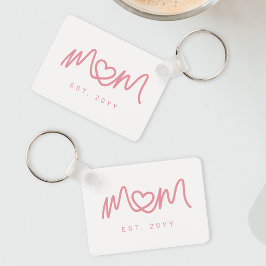 Eenvoudig Roze Script Hart Schattig Nieuwe Moeder  Sleutelhanger