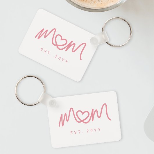 Eenvoudig Roze Script Hart Schattig Nieuwe Moeder  Sleutelhanger