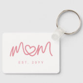 Eenvoudig Roze Script Hart Schattig Nieuwe Moeder  Sleutelhanger (Voorkant)