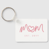 Eenvoudig Roze Script Hart Schattig Nieuwe Moeder  Sleutelhanger (Achterkant)