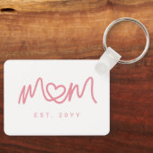 Eenvoudig Roze Script Hart Schattig Nieuwe Moeder  Sleutelhanger (Voorkant)