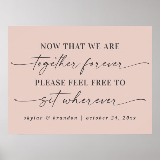 Eenvoudig roze script voor bruiloft-ceremonie poster (Voorkant)