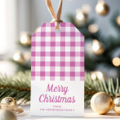 Eenvoudig roze script vrolijk kerstfeest cadeaulabel