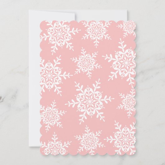 Eenvoudig roze Snowflake Elegant Baby shower Kaart (Achterkant)