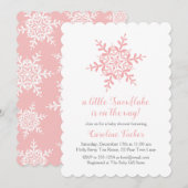 Eenvoudig roze Snowflake Elegant Baby shower Kaart (Voorkant / Achterkant)