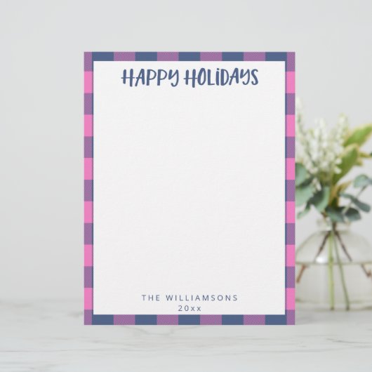 Eenvoudig roze speldennaam feestdag briefhoofd (Staand voorkant)