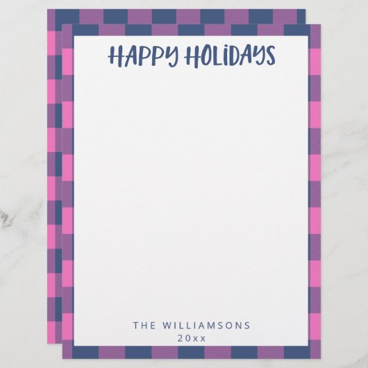 Eenvoudig roze speldennaam feestdag briefhoofd (Voorkant / Achterkant)