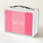 Eenvoudig Roze Strepen Wit Monogram (Achterkant)