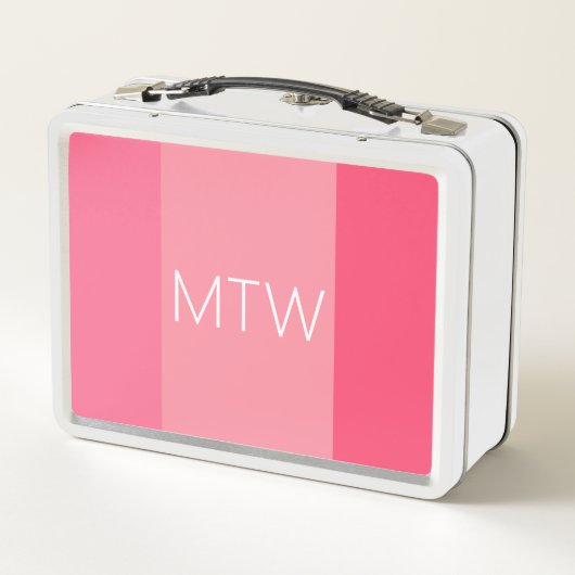 Eenvoudig Roze Strepen Wit Monogram (Achterkant)