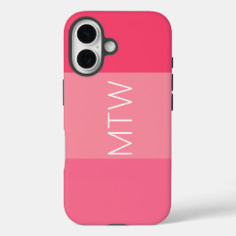 Eenvoudig Roze Strepen Wit Monogram iPhone 16 Hoesje