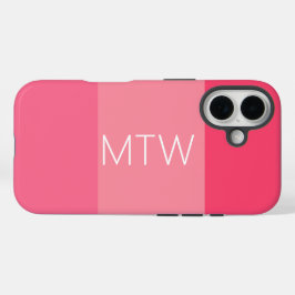 Eenvoudig Roze Strepen Wit Monogram iPhone 16 Hoesje