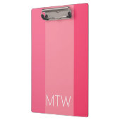 Eenvoudig Roze Strepen Wit Monogram Klembord (Links)
