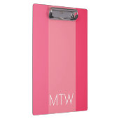 Eenvoudig Roze Strepen Wit Monogram Klembord (Rechts)