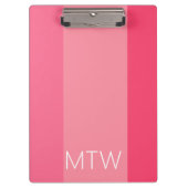 Eenvoudig Roze Strepen Wit Monogram Klembord (Voorkant)