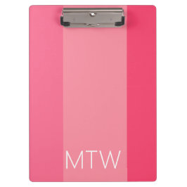 Eenvoudig Roze Strepen Wit Monogram Klembord