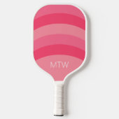 Eenvoudig Roze Strepen Wit Monogram Pickleball Paddle (Achterkant)