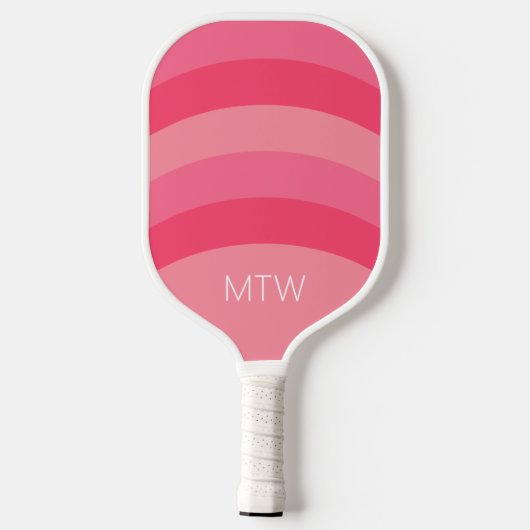 Eenvoudig Roze Strepen Wit Monogram Pickleball Paddle (Achterkant)