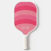 Eenvoudig Roze Strepen Wit Monogram Pickleball Paddle (Voorkant)