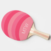 Eenvoudig Roze Strepen Wit Monogram Tafeltennisbatje (Zijkant)