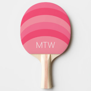 Eenvoudig Roze Strepen Wit Monogram Tafeltennisbatje