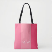 Eenvoudig Roze Strepen Wit Monogram Tote Bag (Voorkant)