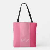 Eenvoudig Roze Strepen Wit Monogram Tote Bag (Achterkant)