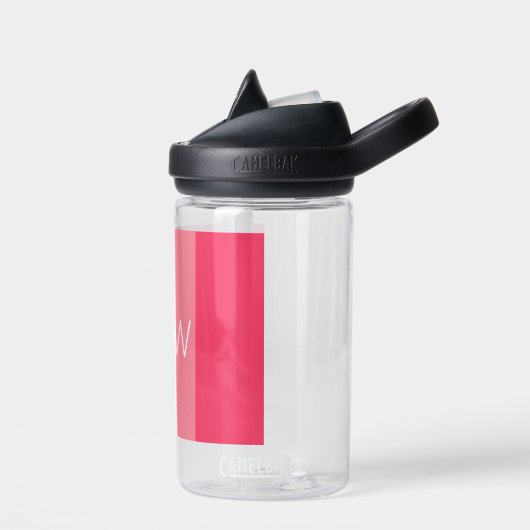 Eenvoudig Roze Strepen Wit Monogram Waterfles (Links)