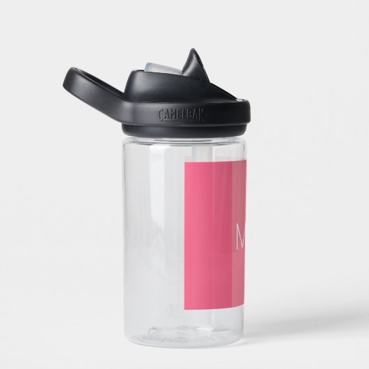 Eenvoudig Roze Strepen Wit Monogram Waterfles (Rechts)