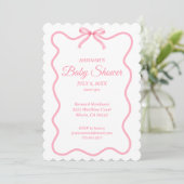 Eenvoudig roze strik Girly Coquette Baby shower Kaart (Staand voorkant)