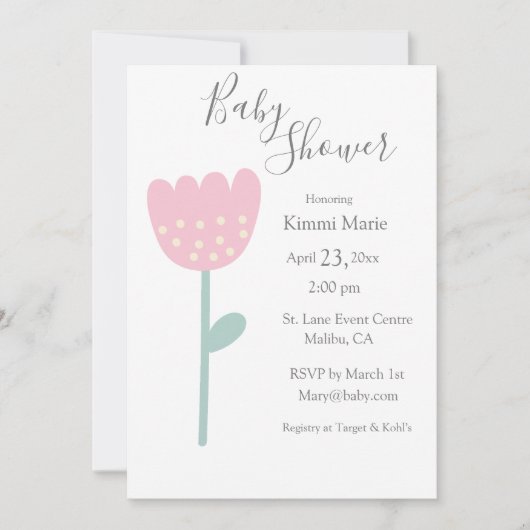 Eenvoudig roze Tulp Minimalistisch script voor Wat Kaart (Voorkant)