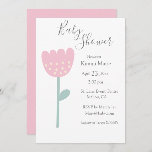 Eenvoudig roze Tulp Minimalistisch script voor Wat Kaart (Voorkant / Achterkant)