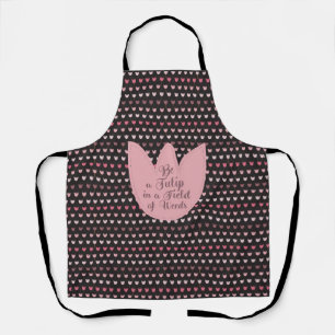 Eenvoudig roze tulp patroon met donkere achtergron schort