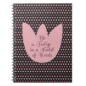 Eenvoudig Roze Tulpenpatroon met donkere achtergro Notitieboek (Voorkant)