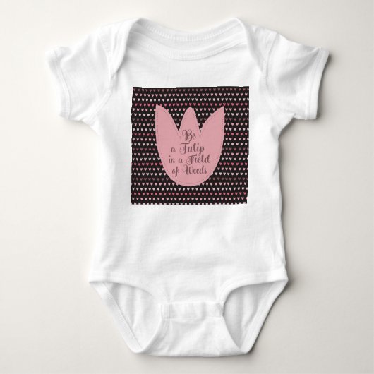 Eenvoudig Roze Tulpenpatroon met donkere achtergro Romper (Voorkant)