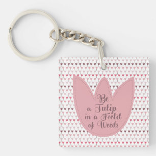 Eenvoudig roze tulpenpatroon sleutelhanger