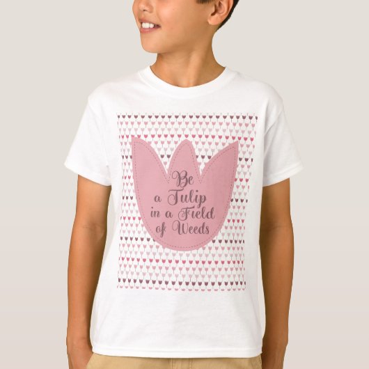 Eenvoudig roze tulpenpatroon t-shirt (Voorkant)