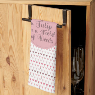 Eenvoudig roze tulpenpatroon theedoek