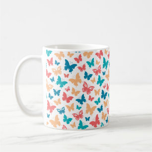 Eenvoudig Roze turguoise wit Vlinderpatroon Koffiemok
