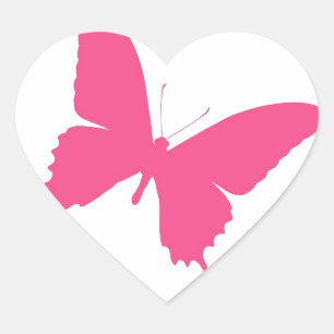 Eenvoudig roze vlinder ontwerp hart sticker