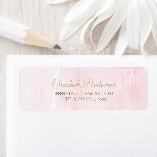 Eenvoudig roze Waterverf Elegant Gold Script Etiket (Insitu)