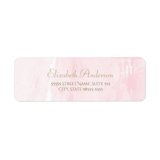 Eenvoudig roze Waterverf Elegant Gold Script Etiket (Voorkant)