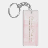 Eenvoudig roze Waterverf Elegant Gold Script Sleutelhanger (Voorkant Links)