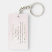 Eenvoudig roze Waterverf Elegant Gold Script Sleutelhanger (achterkant)