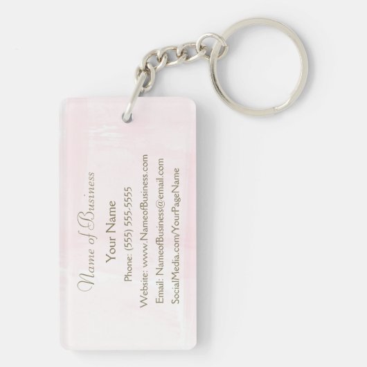 Eenvoudig roze Waterverf Elegant Gold Script Sleutelhanger (achterkant)