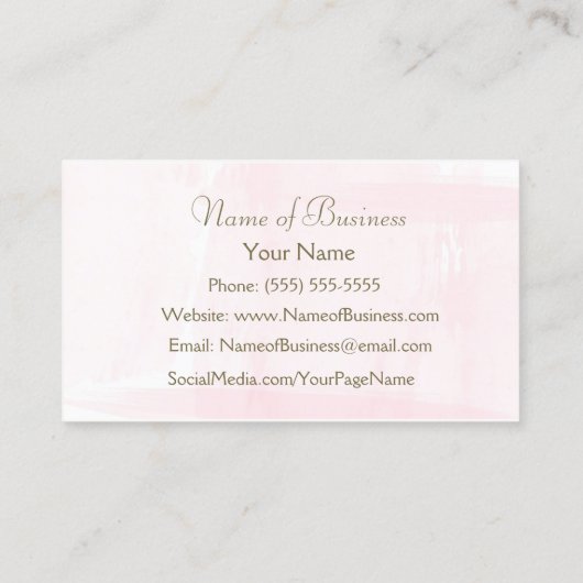 Eenvoudig roze Waterverf Elegant Gold Script Visitekaartje (Achterkant)