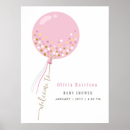 Eenvoudig Roze Welkomstballonteken Baby shower Poster